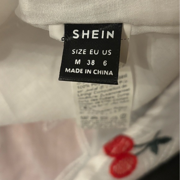 SHEIN Cherry Print Rushed Bust Dress - Picture 7 of 8